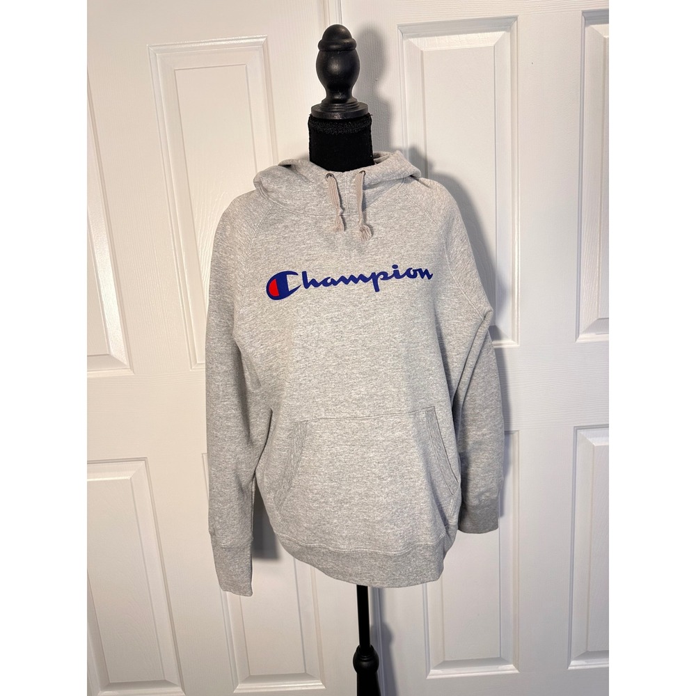 Champion Authentic Athleticwear Gray Script Logo Pullover Hoodie Large